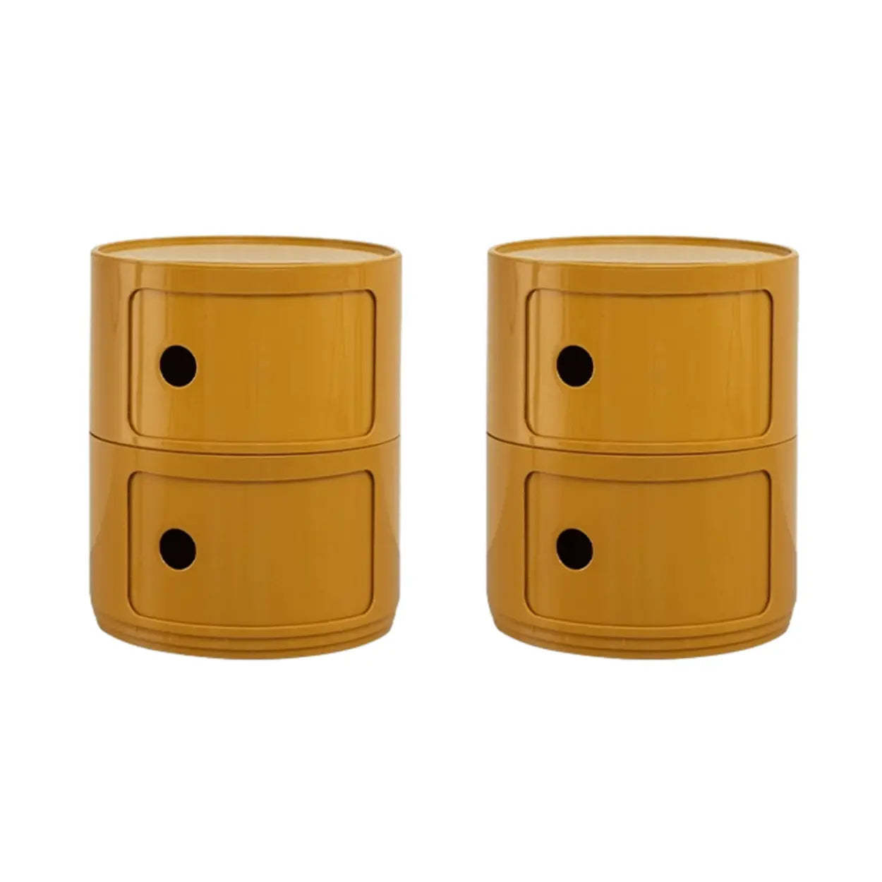 Pink Round Plastic Nightstand with Shelves and Cabinet — Coffee / 2 Piece Set