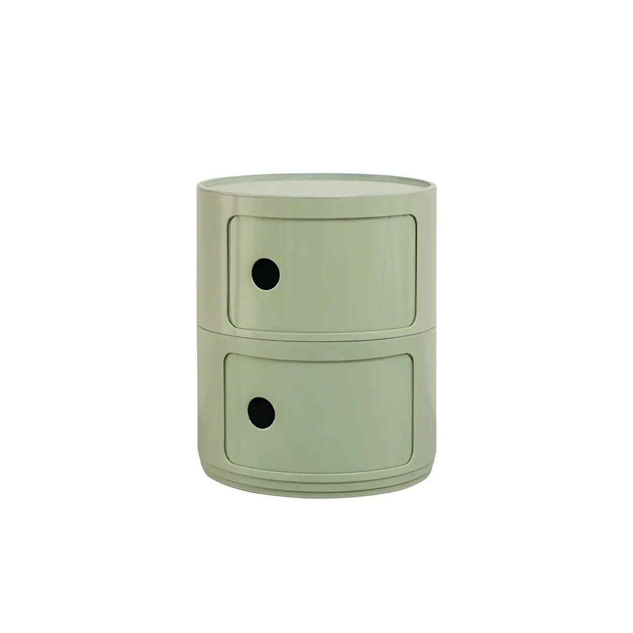 Pink Round Plastic Nightstand with Shelves and Cabinet — Green / 1 Piece
