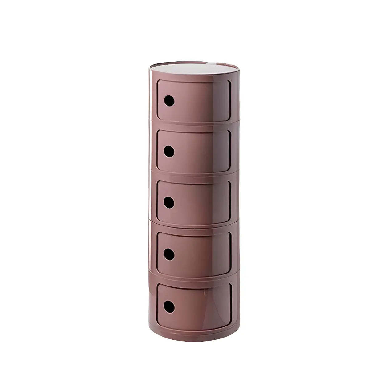 Pink Round Plastic Nightstand with Shelves and Cabinet — Pink / 1 Piece