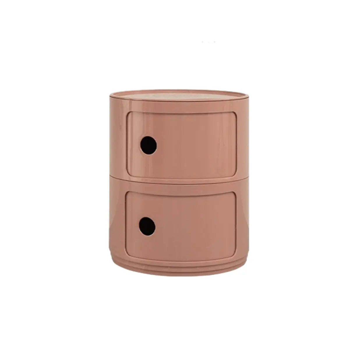 Pink Round Plastic Nightstand with Shelves and Cabinet — Red / 1 Piece