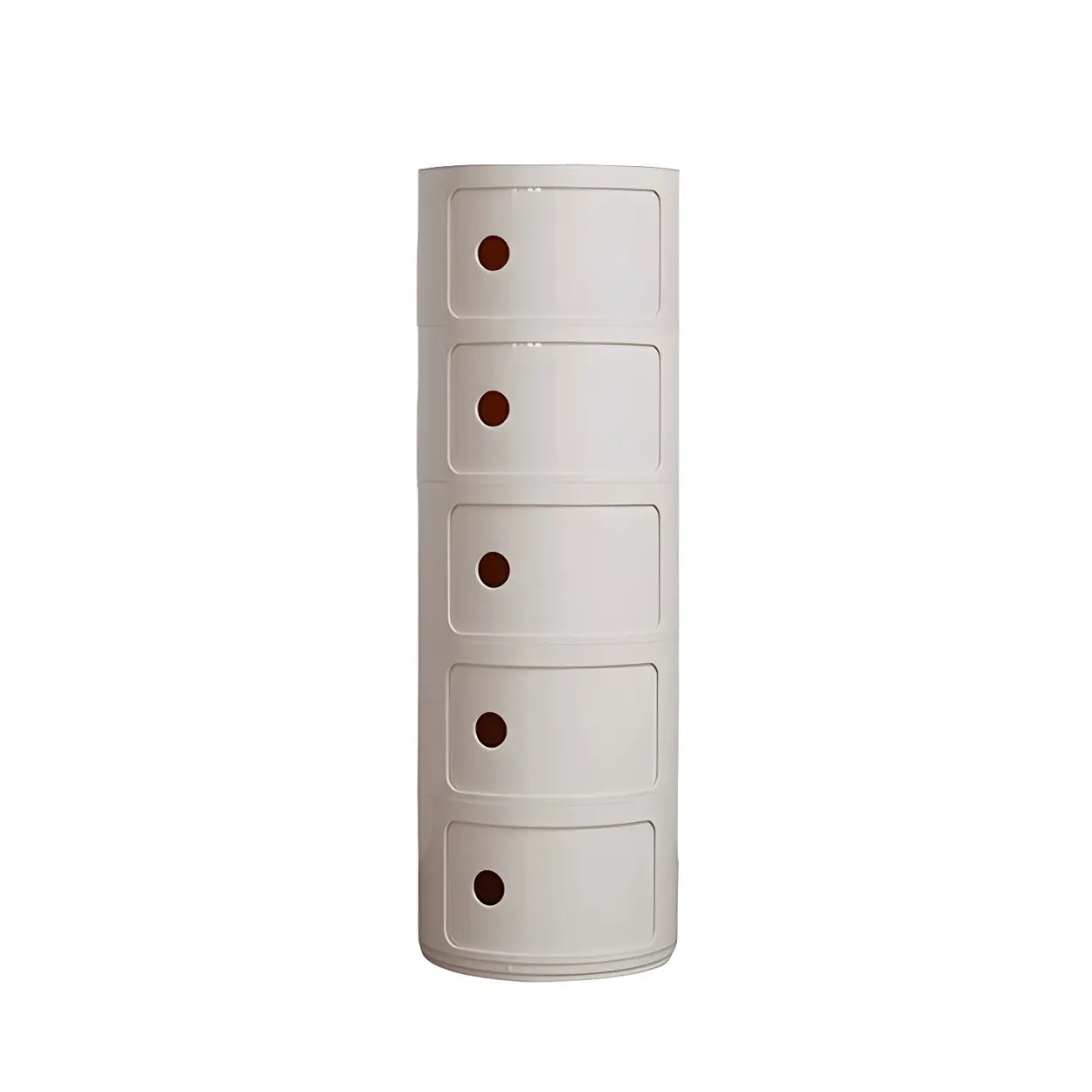 Pink Round Plastic Nightstand with Shelves and Cabinet — Yellow / 1 Piece