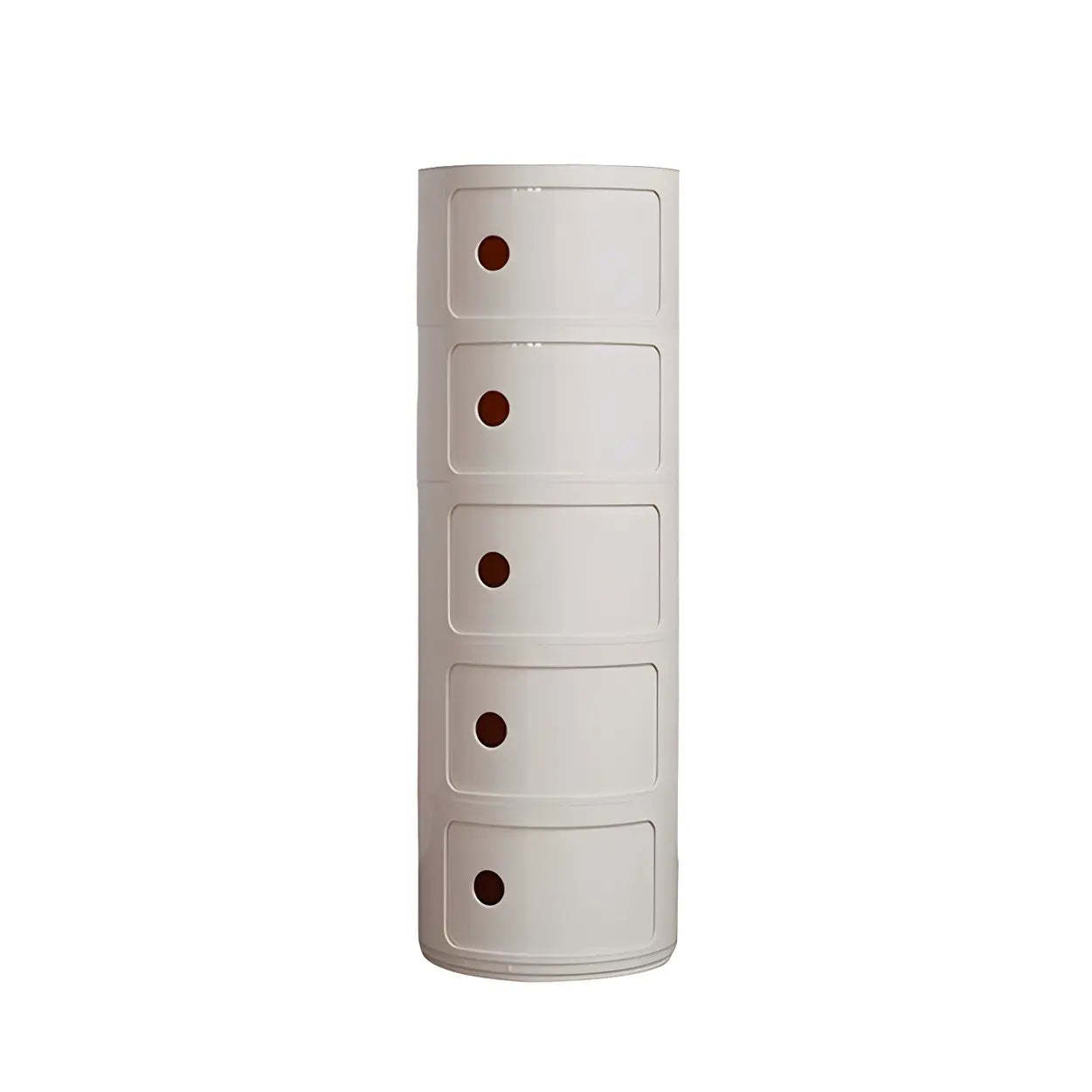 Pink Round Plastic Nightstand with Shelves and Cabinet — Yellow / 1 Piece