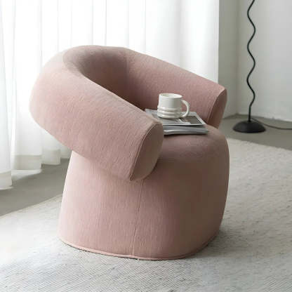 Pink Tear-Resistant Chenille Fixed-Back Arm Chair