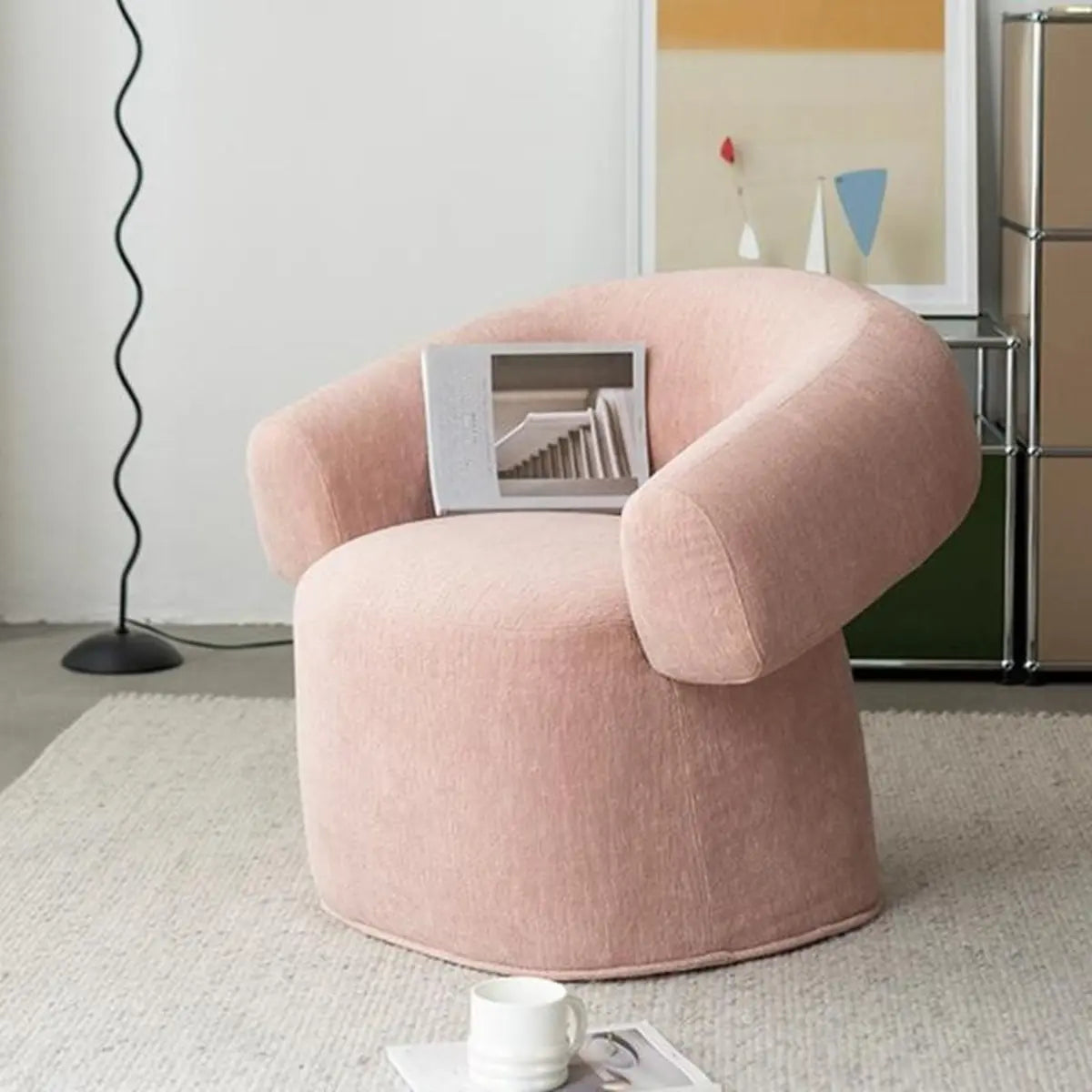 Pink Tear-Resistant Chenille Fixed-Back Arm Chair — Pink / Chenille