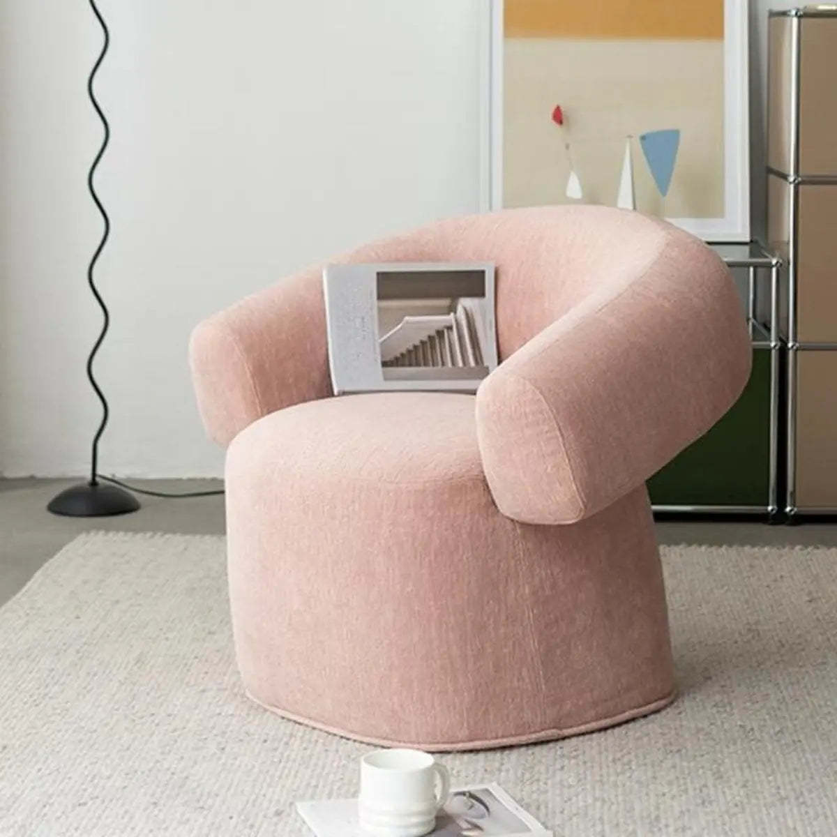 Pink Tear-Resistant Chenille Fixed-Back Arm Chair — Pink / Chenille