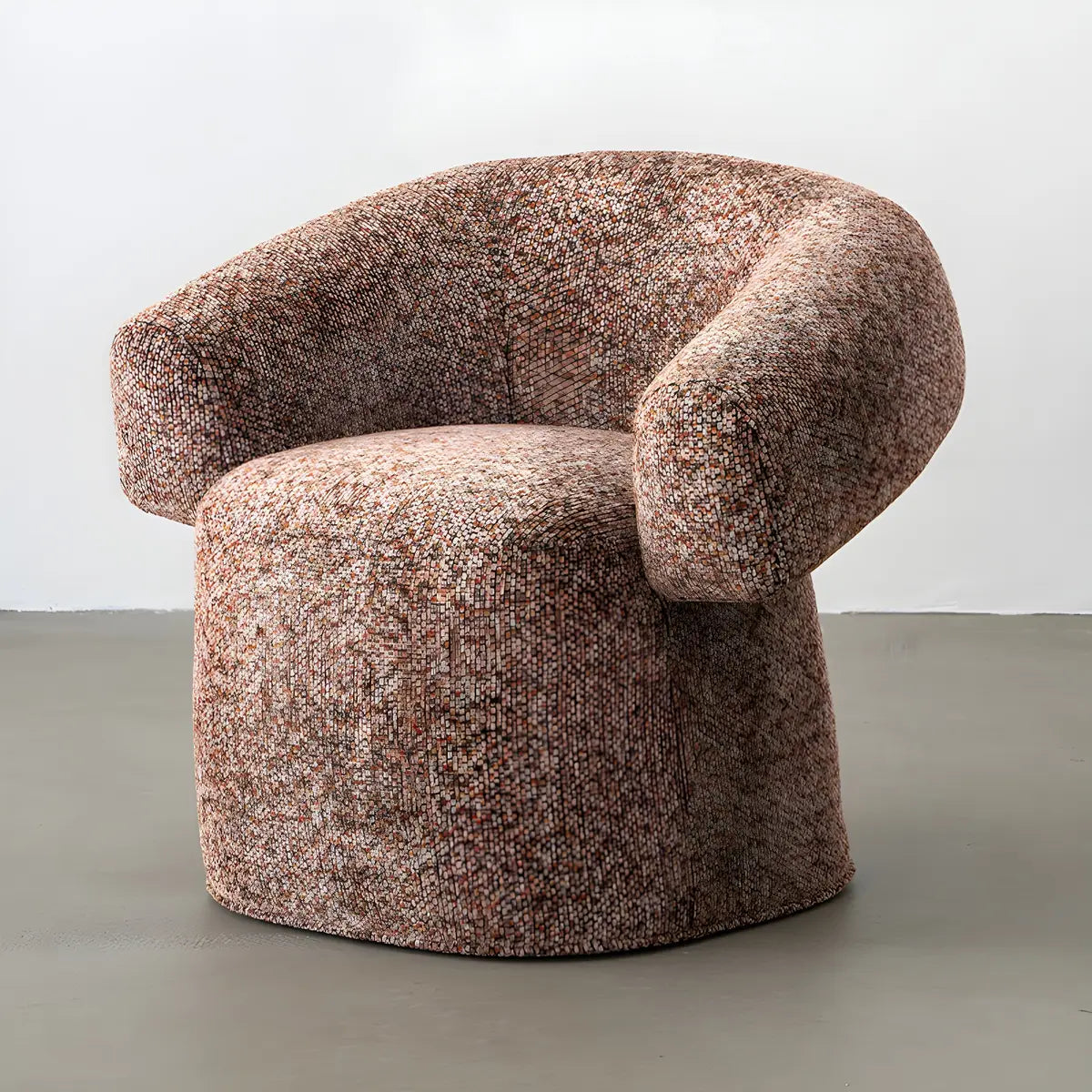Pink Tear-Resistant Chenille Fixed-Back Arm Chair