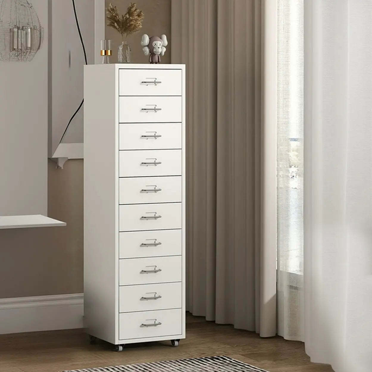 Pink Vertical Metal Caster Drawer Chest — Red / 3