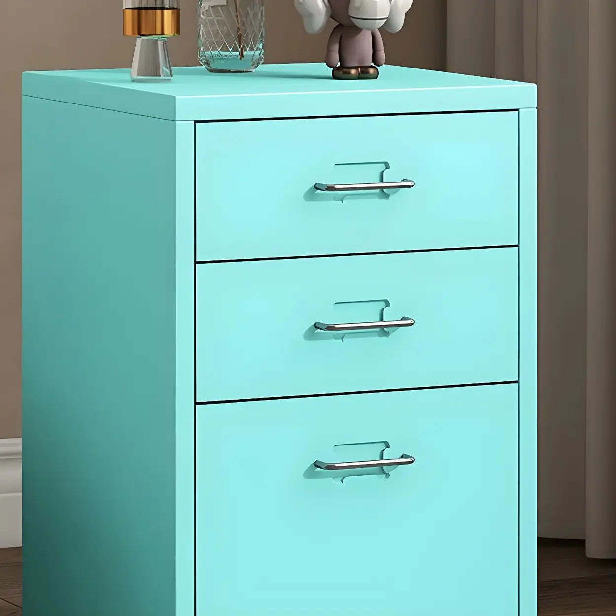 Pink Vertical Metal Caster Drawer Chest — Red / 8