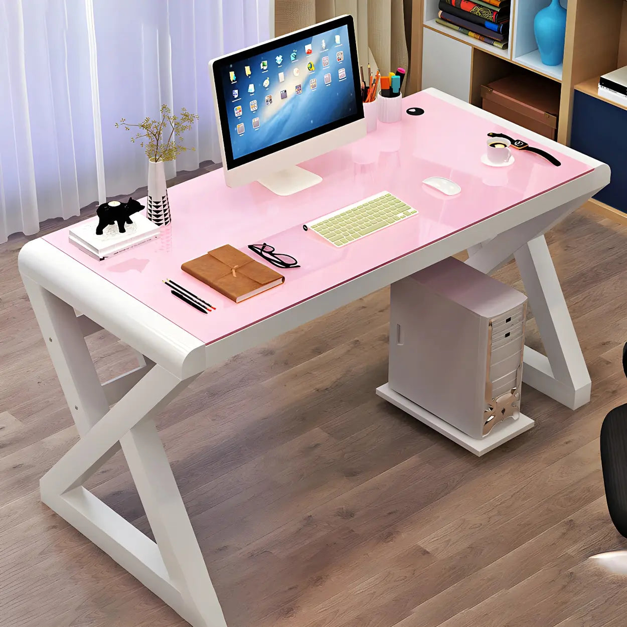 Modern small desk gaming desks in metal glass wood