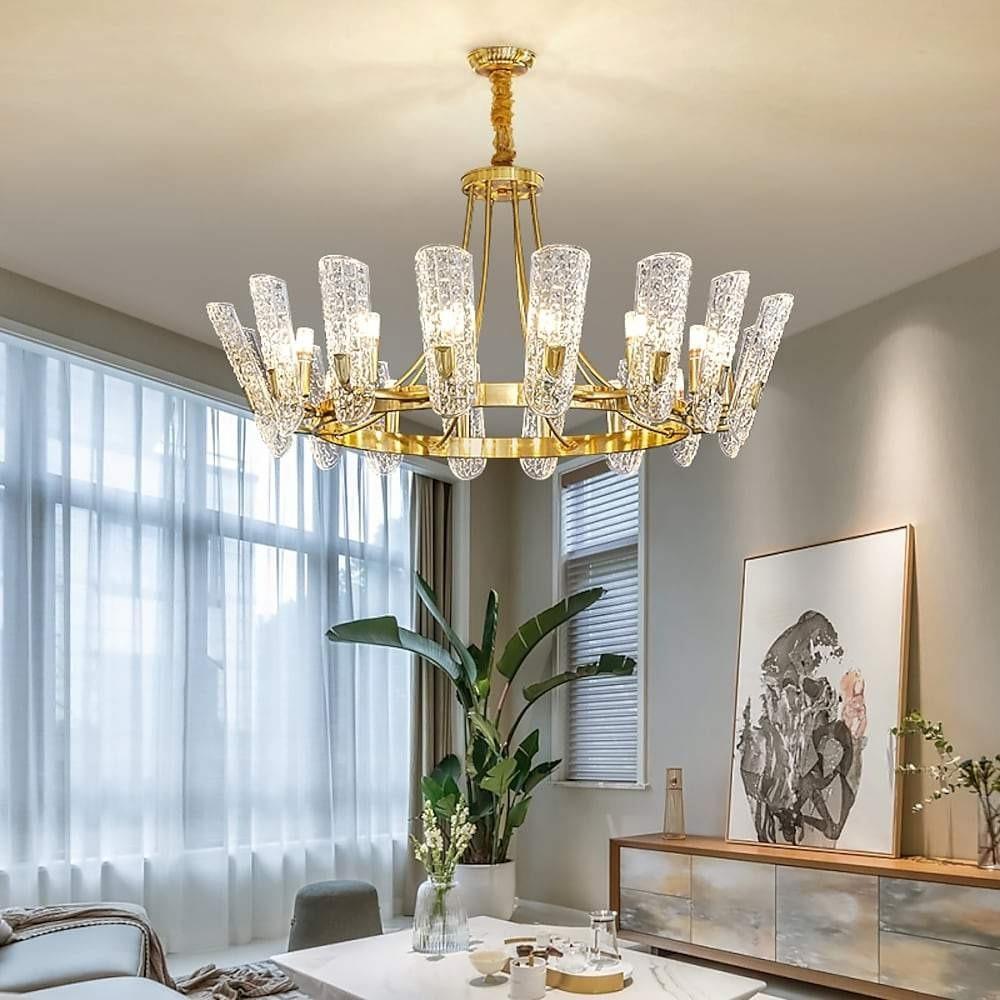 8-light LED Electroplated Metal Glass Gold Classic Chandelier Pendant Lighting-Lighom