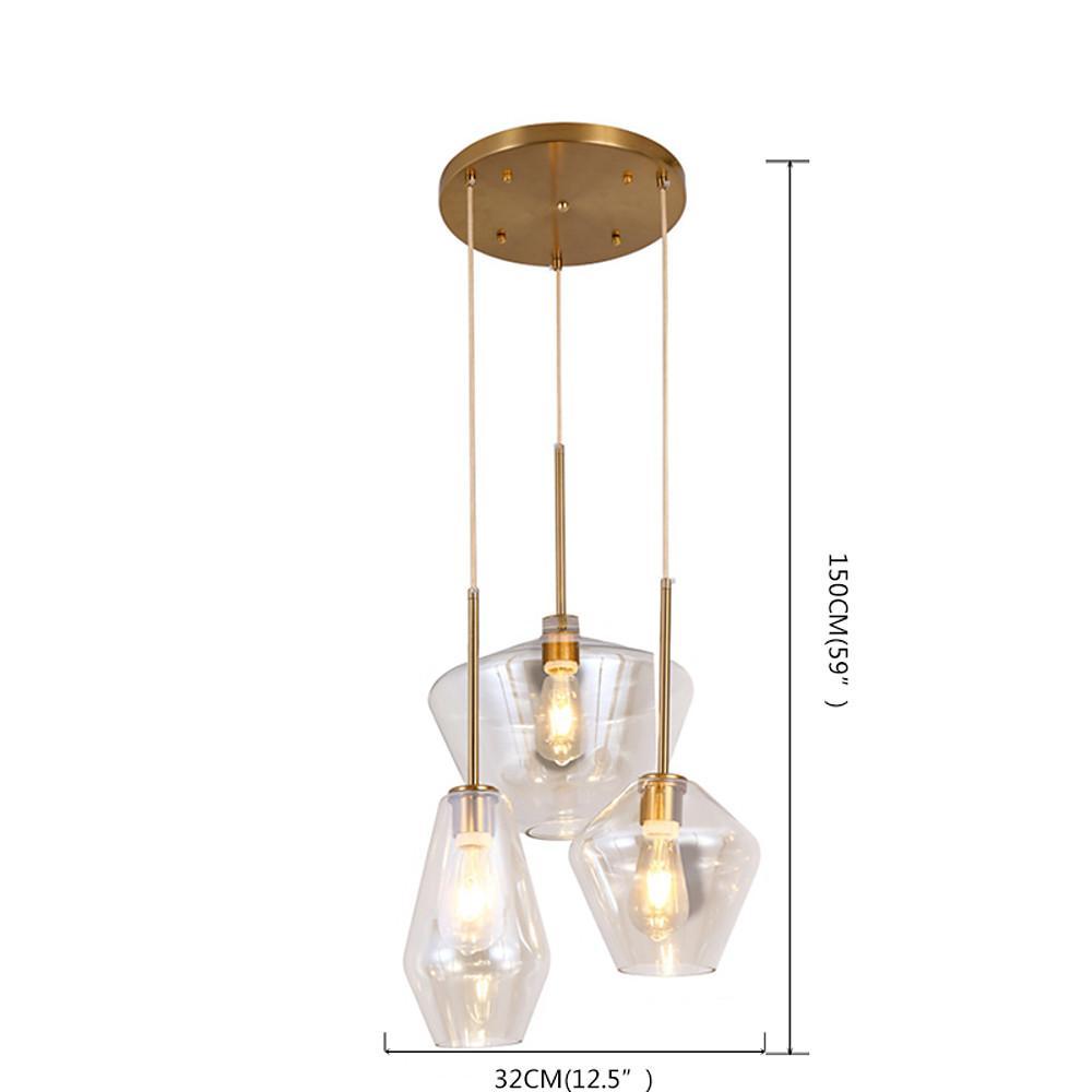3-light Creative Glass LED Retro Pendant Lights Kitchen Island Lighting-Lighom