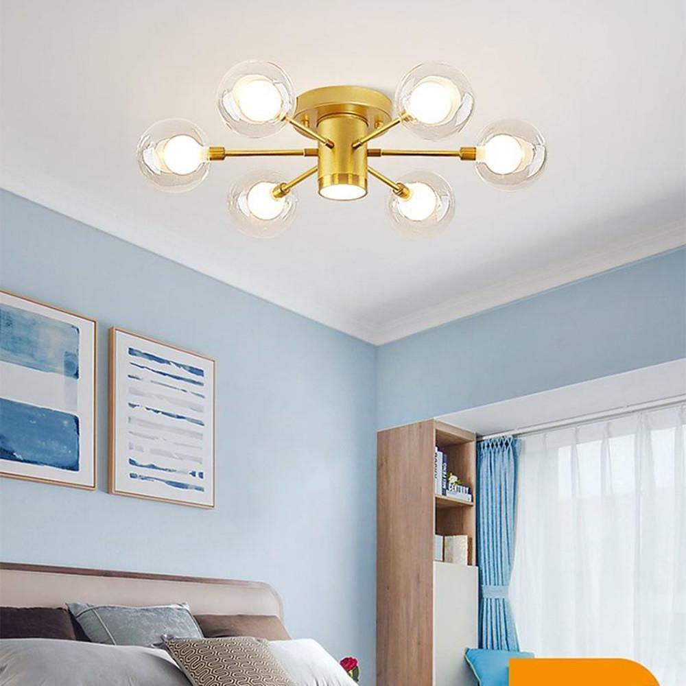 Globe Metal Glass Industrial LED Flush Mount Light