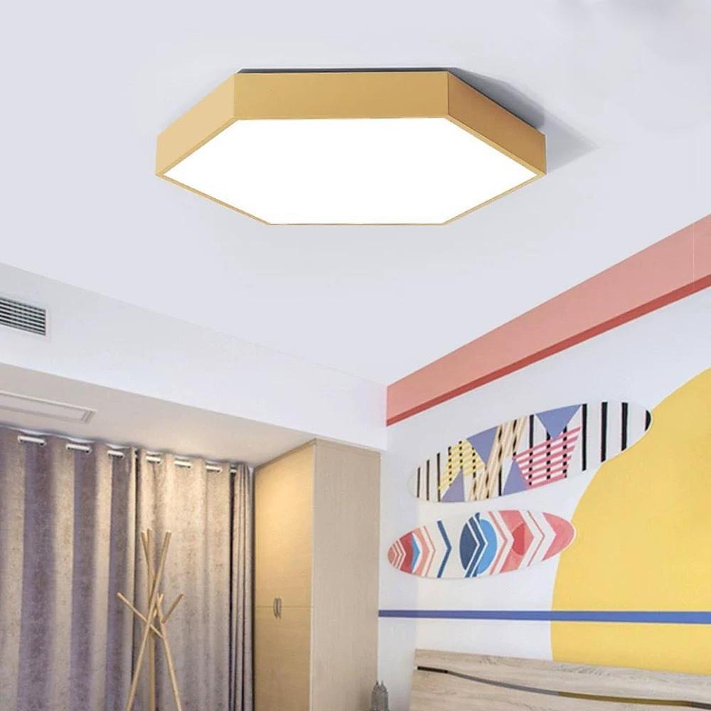 Modern hexagon white flush mount lighting