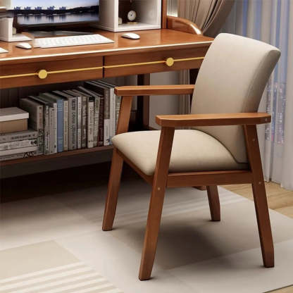 Upholstered Wood Dining Armchair — Ivory / 1 Piece