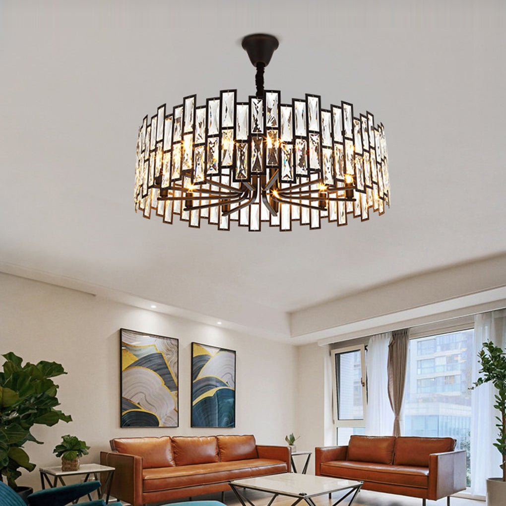 Postmodern Minimalist Living Room Crystal Chandelier with Three-color Led-Lighom