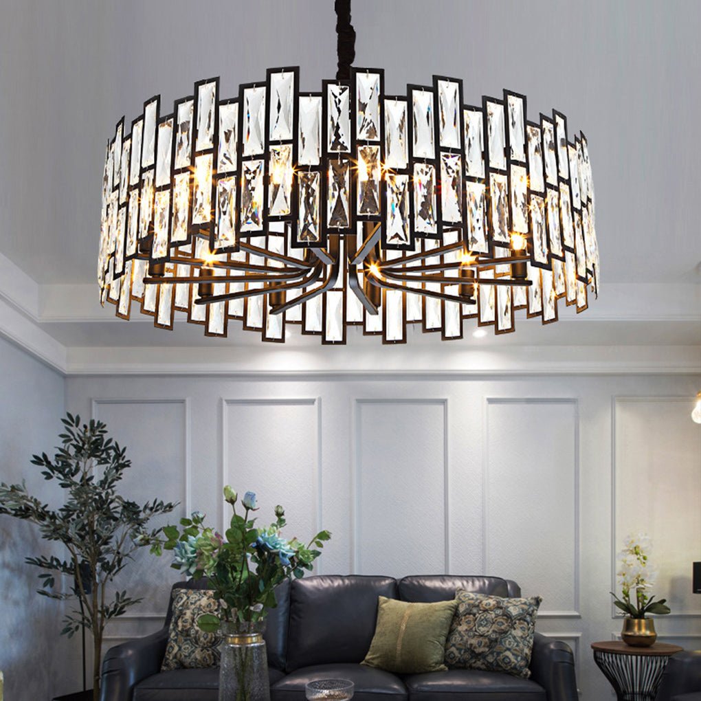 Postmodern Minimalist Living Room Crystal Chandelier with Three-color Led-Lighom