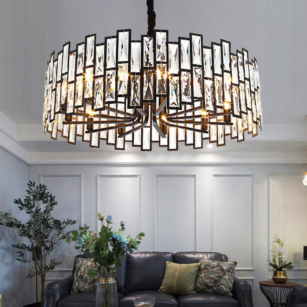 Postmodern Minimalist Living Room Crystal Chandelier with Three-color Led-Lighom