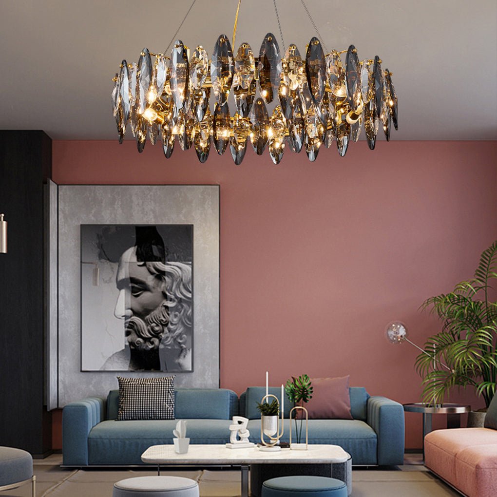 Postmodern Personality Creative Crystal Chandelier with Three-color LED-Lighom
