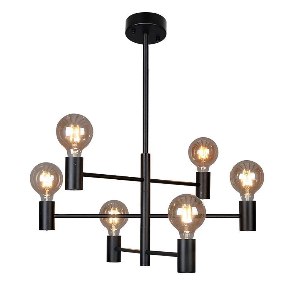 Nordic Style Black Sputnik Chandelier Industrial Mini Chandelier 6 Bulbs-Lighom