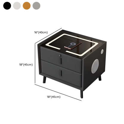 Rectangular Leather Dark Gray Charging Nightstand — Orange