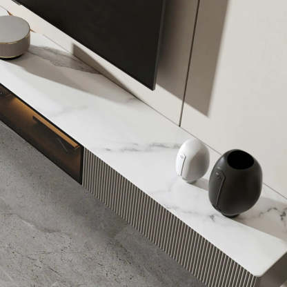 Premium Gray Wall-Mount Stone TV Stand with Lighting