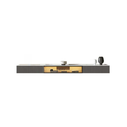 Premium Gray Wall-Mount Stone TV Stand with Lighting — Premium Grey