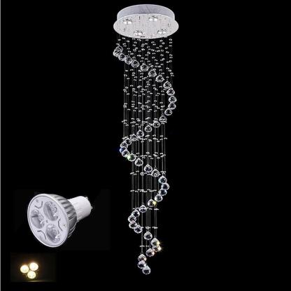 Spiraling Modern Chandelier Crystal Electroplated Metal Light Fixtures-Lighom