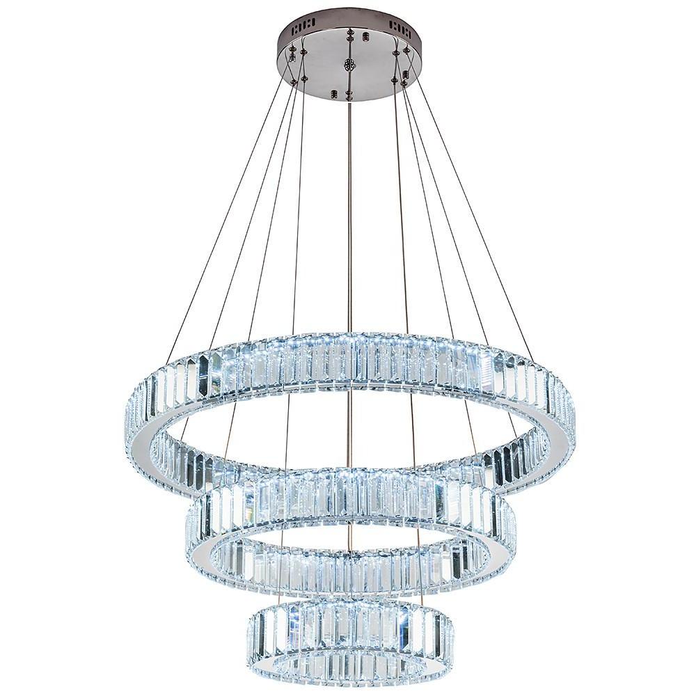 Chrome Crystal 3-Tier Pendant Light Modern Chandelier-Lighom