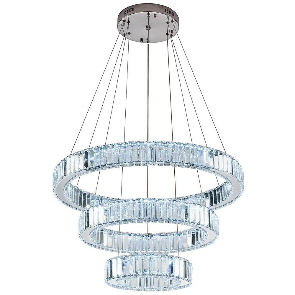 Chrome Crystal 3-Tier Pendant Light Modern Chandelier-Lighom