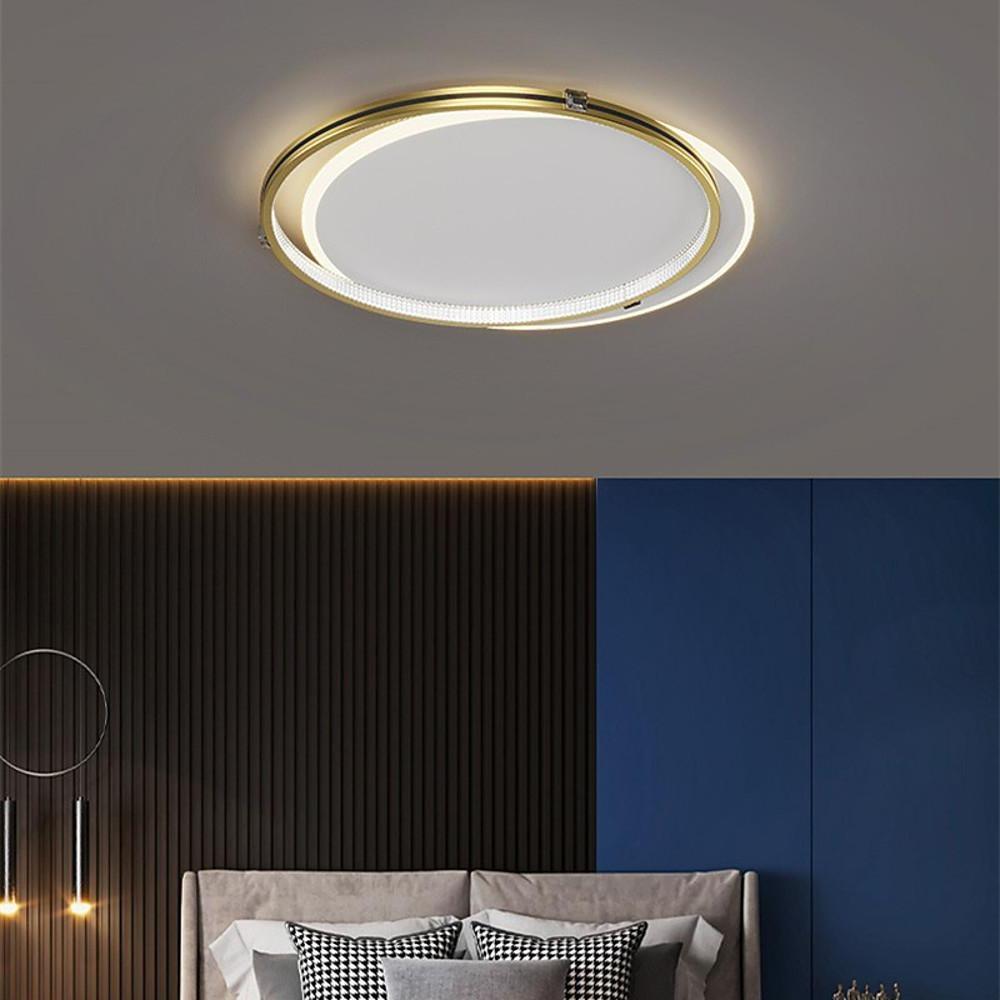 2-circle white metal flush mount lighting, Lighom — 17" Diameter / Dimmable with Remote