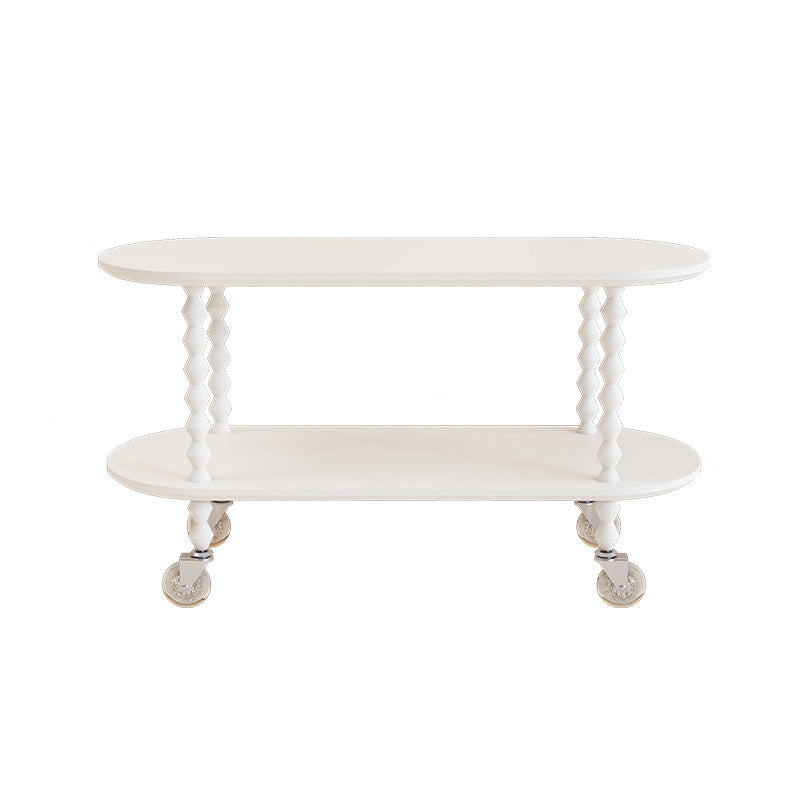 Vintage Oval Wood Plastic 2-Tier Side Table