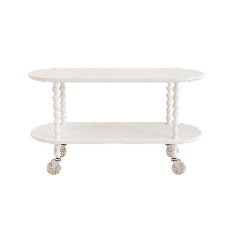 Vintage Oval Wood Plastic 2-Tier Side Table