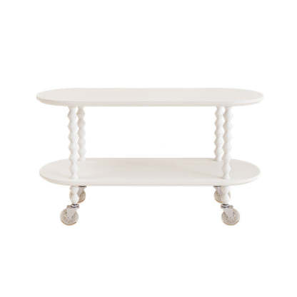 Vintage Oval Wood Plastic 2-Tier Side Table