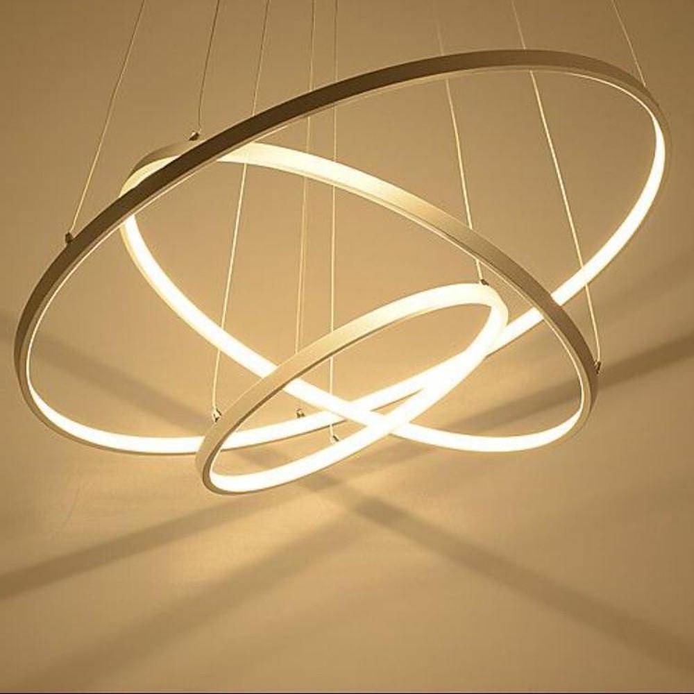 3 Ring Intterweaved Circle Design Pendant Lighting Aluminum Acrylic LED Ceiling Light-Lighom