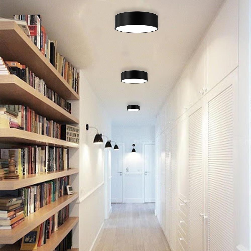 Thick Cylindrical Black Modern LED Flush Mount