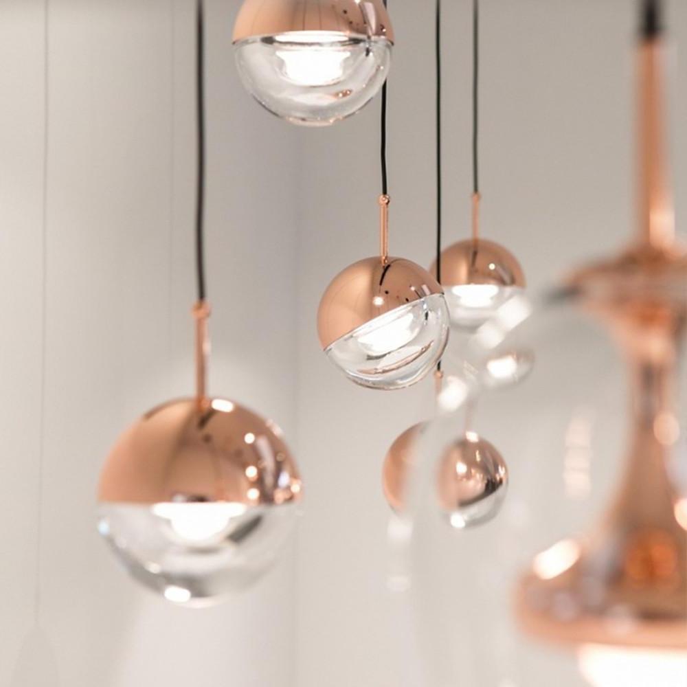 Adjustable Plated Metal Crystal Globe LED Pendant