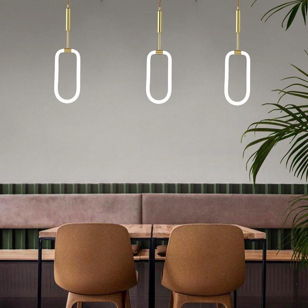 Rounded Rectangular Copper LED Nordic Kitchen Island Pendant