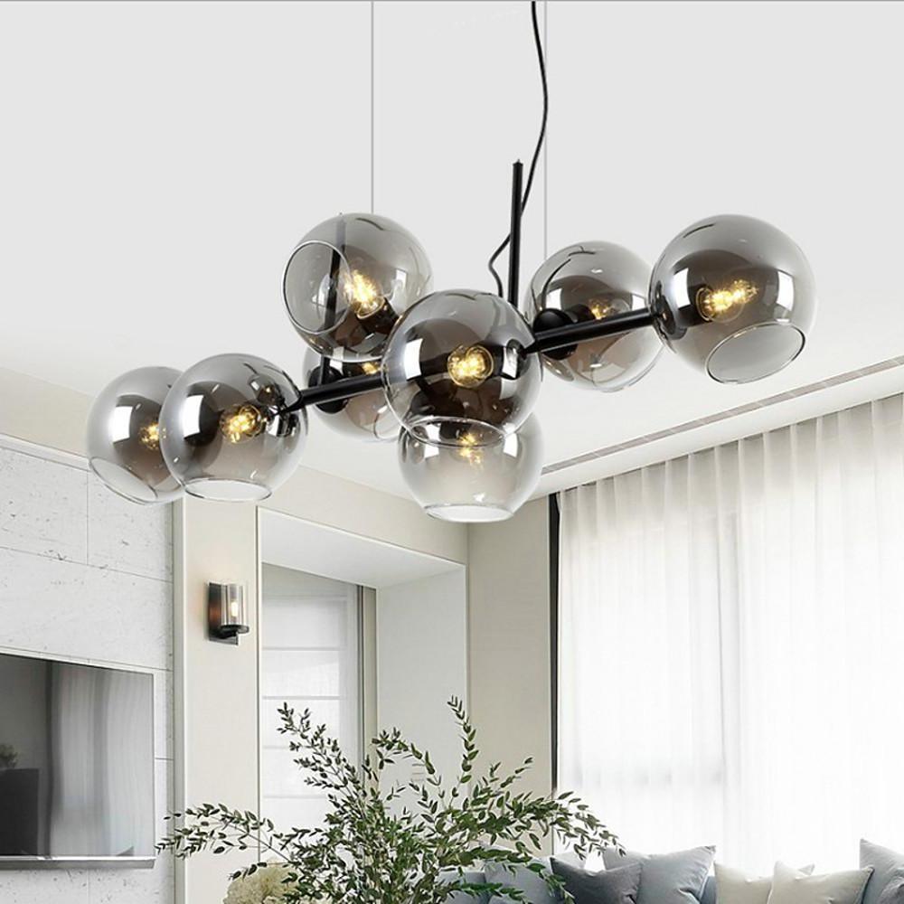 Globe Nordic Glass Bubble Chandelier Metal Industrial Chandelier Ceiling Lights-Lighom