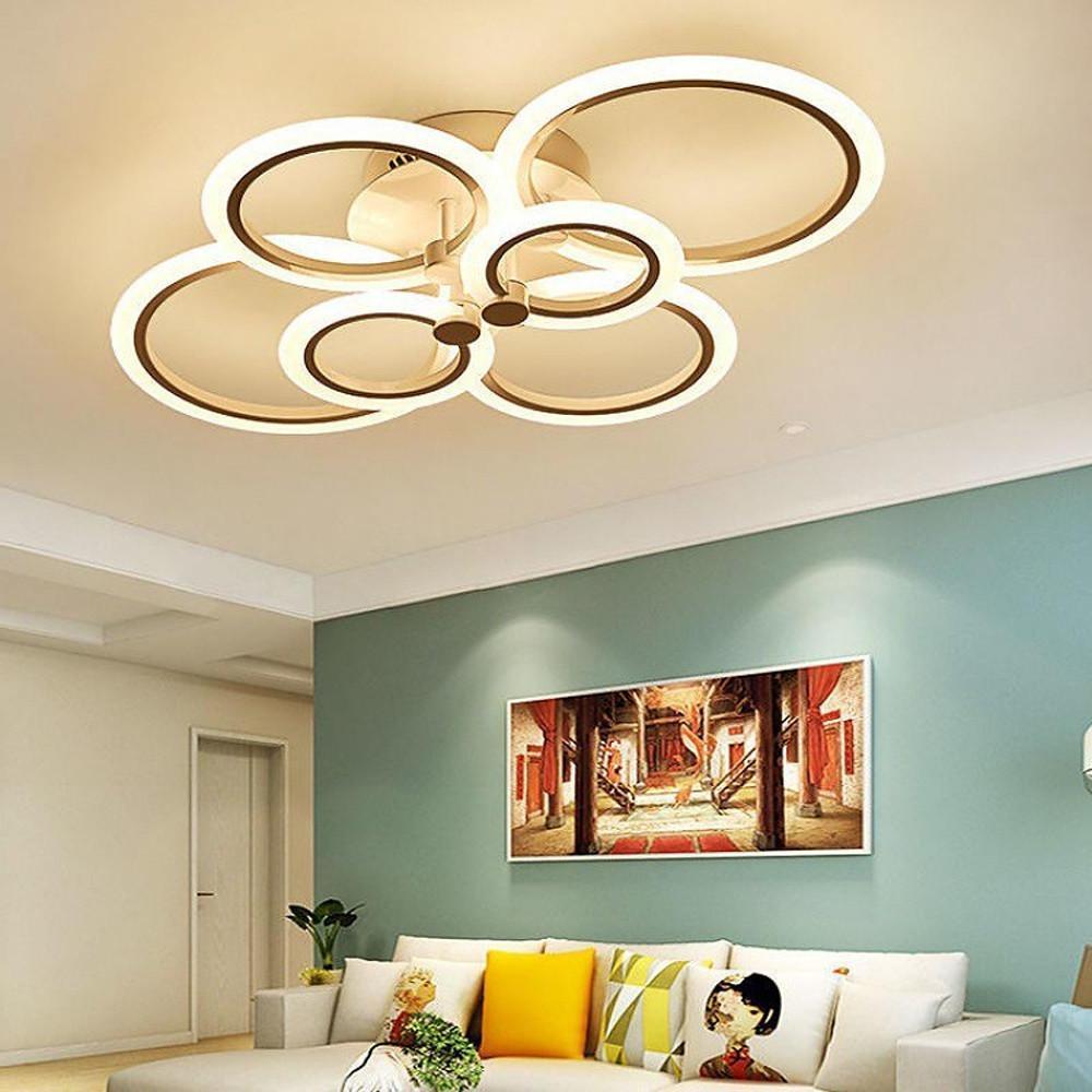 Circles Aluminum Acrylic Cluster Style Design Flush Mount Lighting LED Living Room Bedroom Ceiling Lights-Lighom