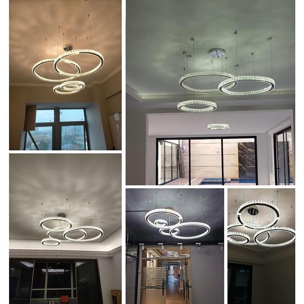 4-Ring Gold Large Chandeliers for Foyer Modern Crystal Chandelier-Lighom