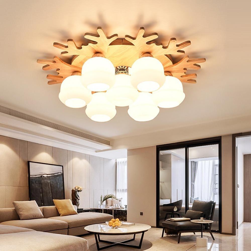 Globe Cluster Modern Bamboo Glass LED Flush Mount Light