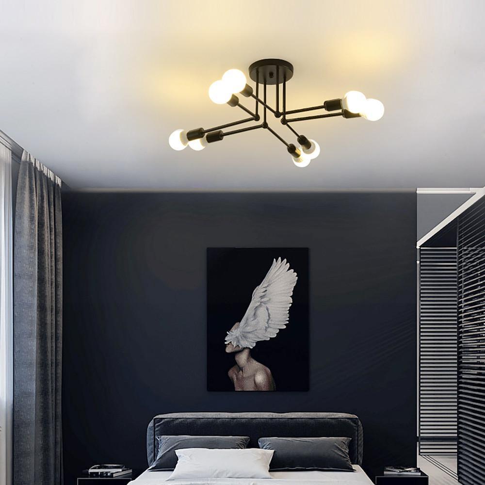 8 Light Modern Linear Gold Flush Mount Light Metal LED Ceiling Light-Lighom