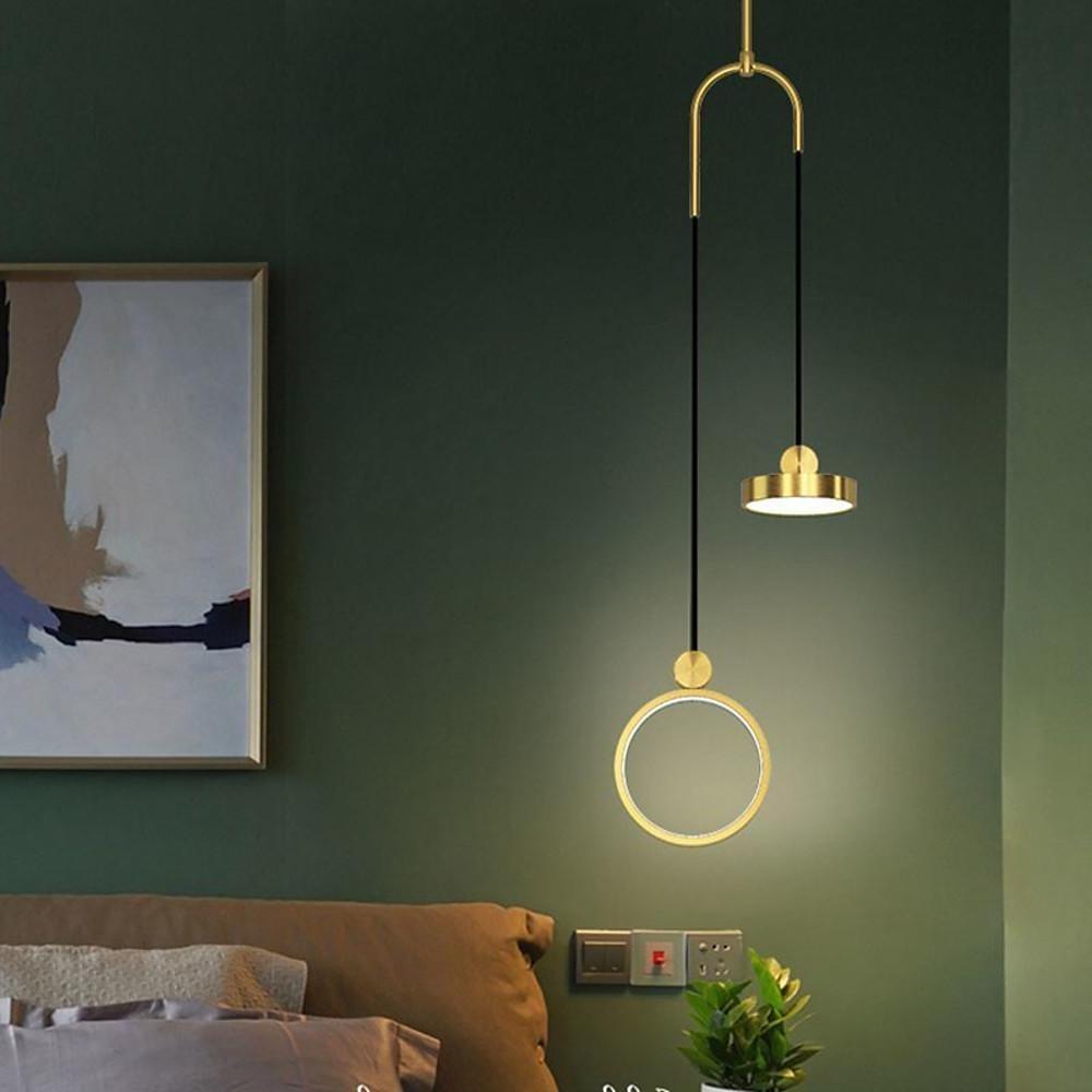 Modern 2-Circle LED Island Hanging Pendant Light — Black