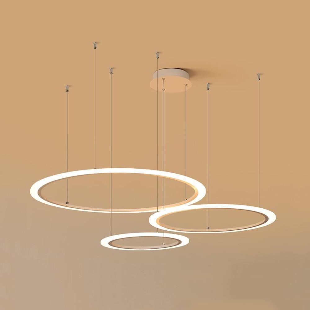 Black modern artistic circles pendant lighting — Warm White (3000K) / Matte Black