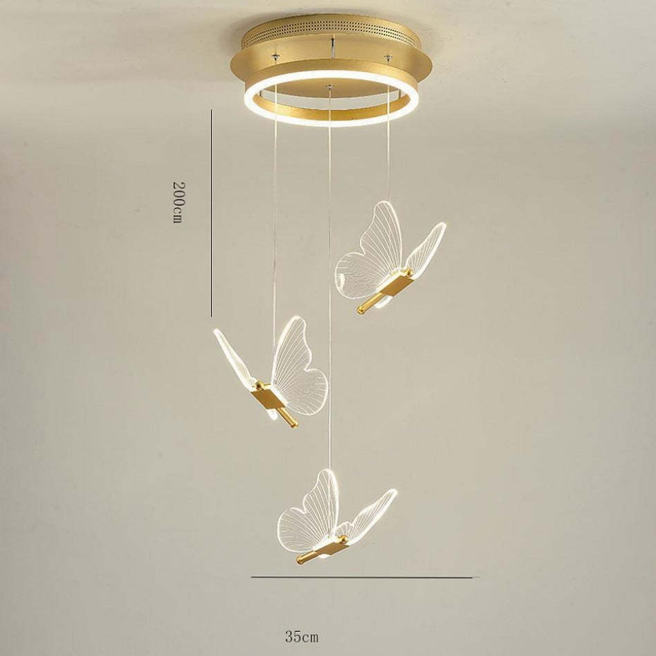 Butterfly Shapes Design Pendant Lighting Acrylic Metal Island LED Living Room Ceiling Lights-Lighom