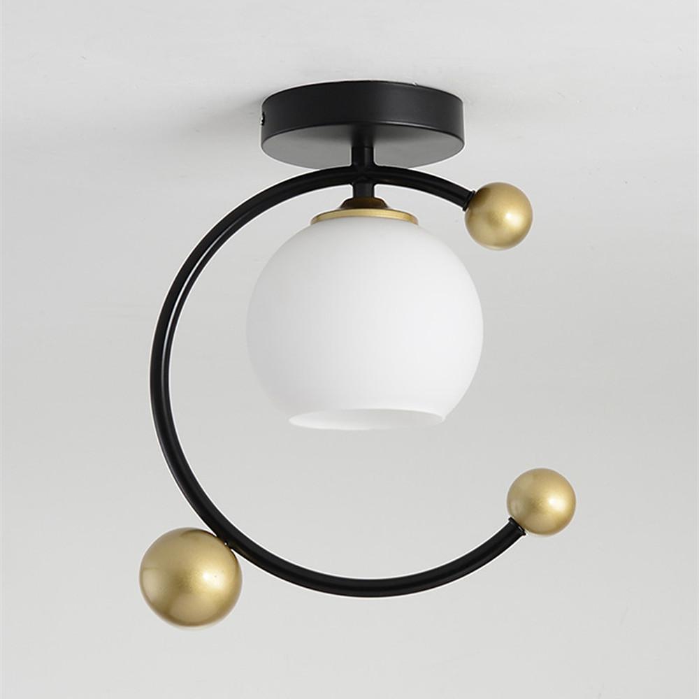 Circle globe flush mount lighting in glass — Brushed Gold