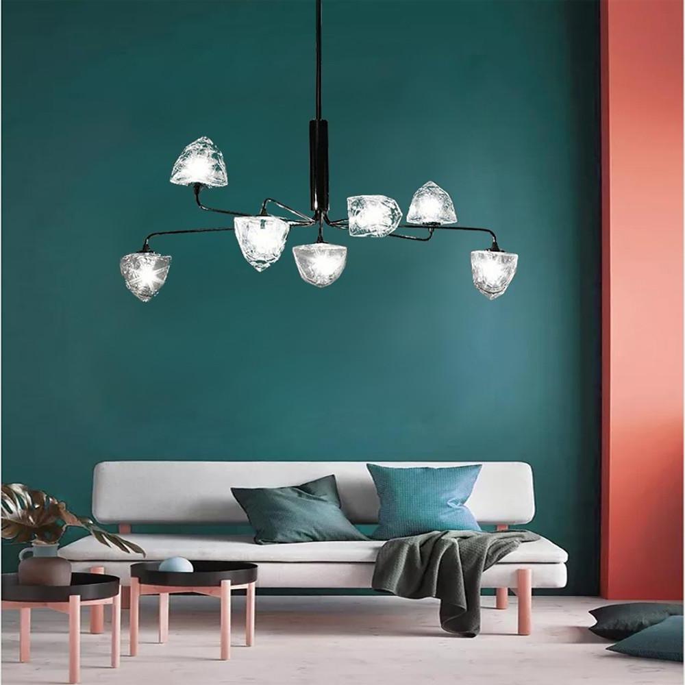 Mini Sputnik Metal Glass LED Living Room Chandelier, 7-Bulb