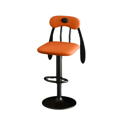 Rabbit Ears Square Leather Swivel Bar Stool — Dark Gray / Silver