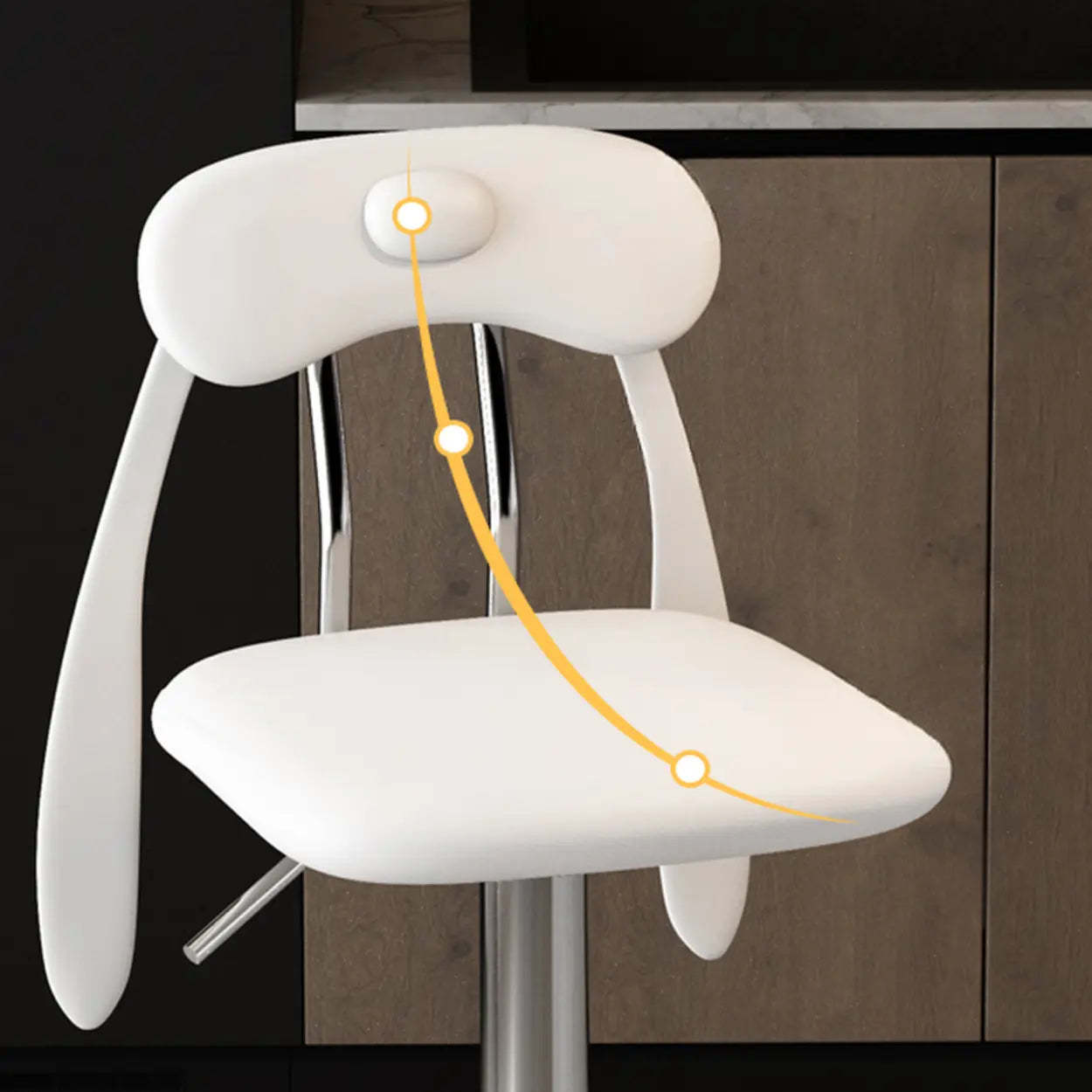 Rabbit Ears Square Leather Swivel Bar Stool — Orange / Silver
