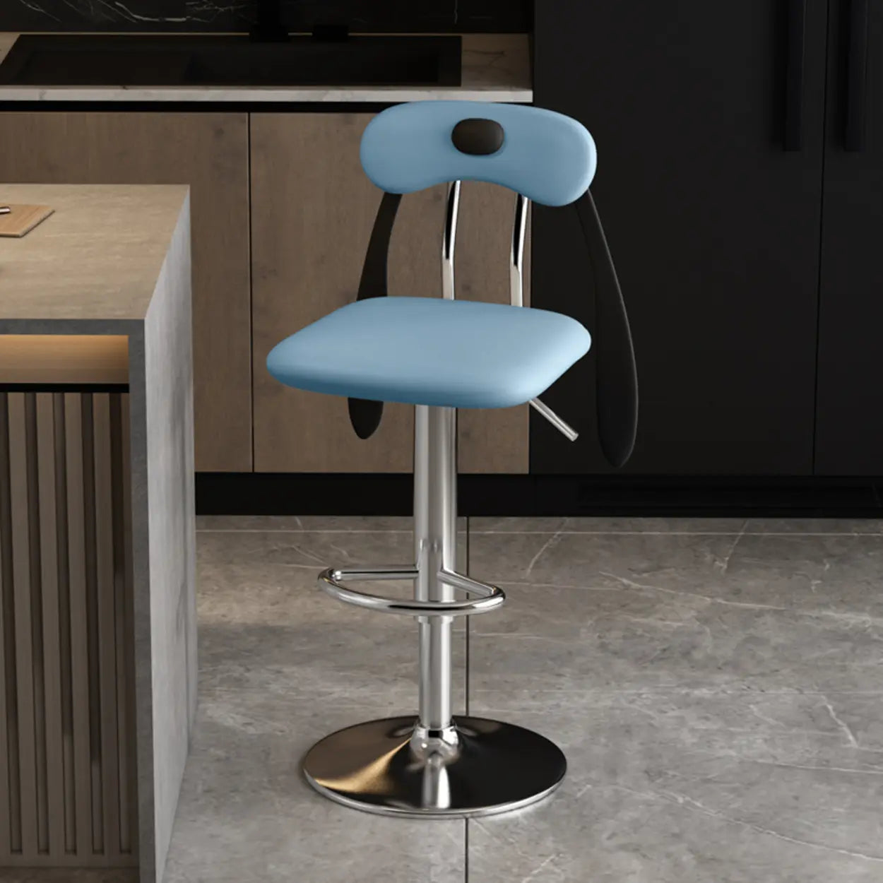 Rabbit Ears Square Leather Swivel Bar Stool — Orange / Black